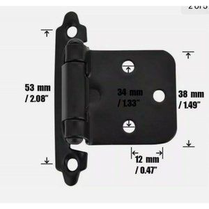 JQK 1/2 Inch Overlay Cabinet Door Hinges, 10 Pack Matte Black NEW ooen box